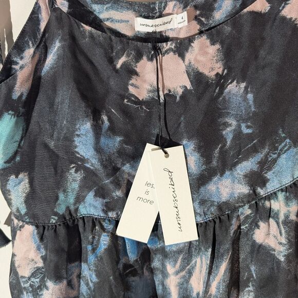 Unsubscribed Silk Tie Dye Asymmetrical Midi Dress Women's Size 4 NWT - Picture 7 of 9